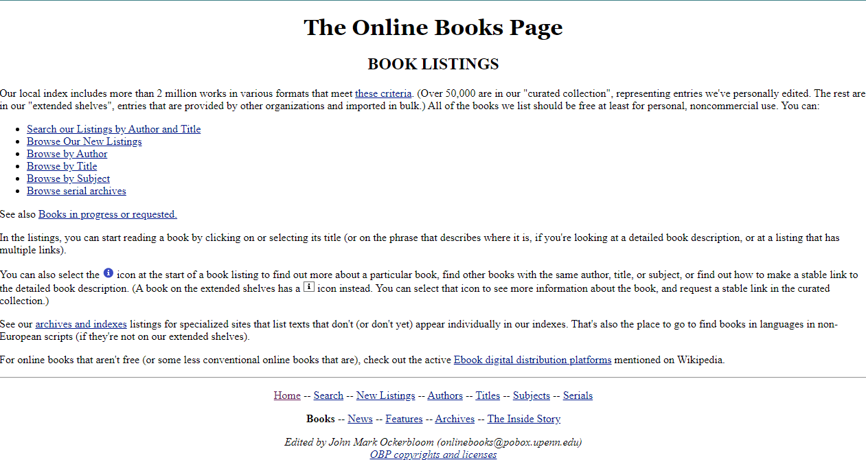online books page
